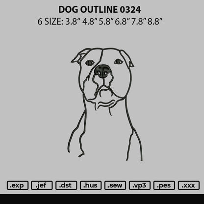 Dog Outline 0324 Embroidery File 6 sizes