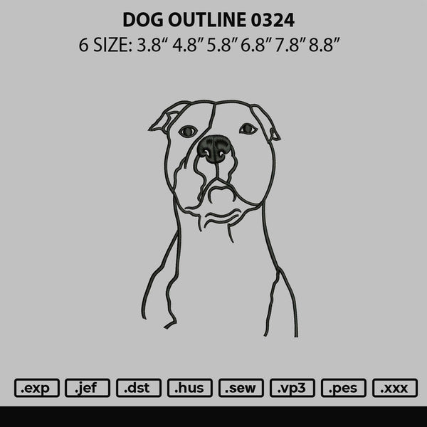 Dog Outline 0324 Embroidery File 6 sizes