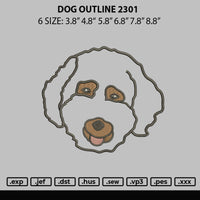 Dog Outline 2301 Embroidery File 6 sizes