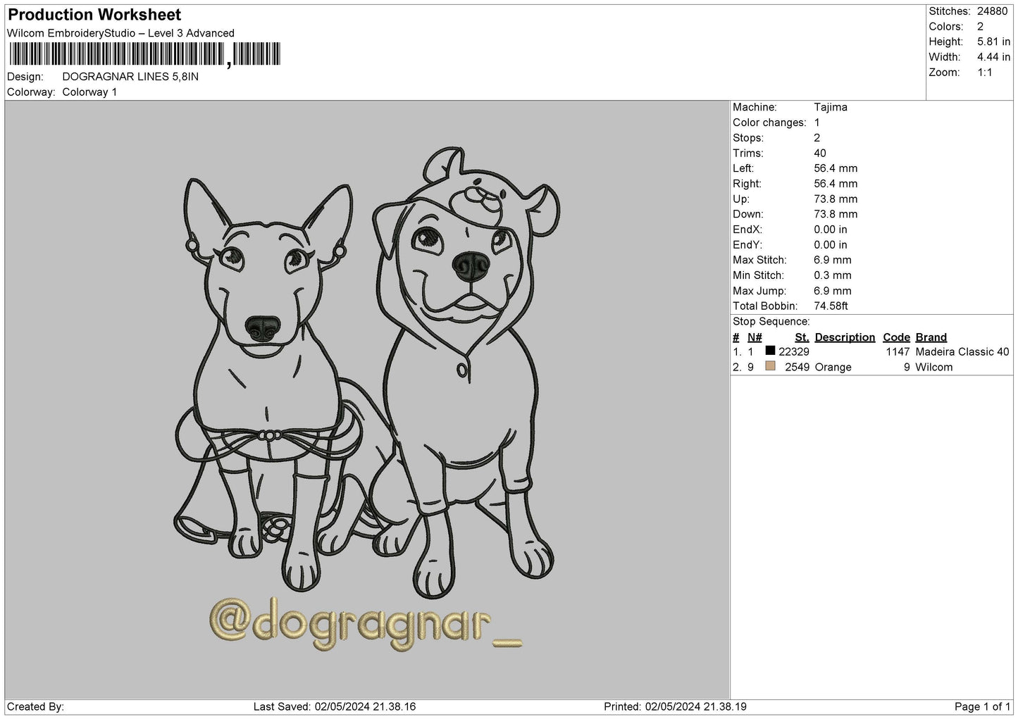 Dogs Outline 0205 Embroidery File 6 sizes