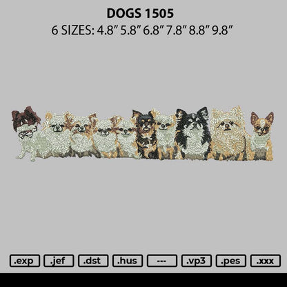 Dogs 1505 Embroidery File 6 sizes