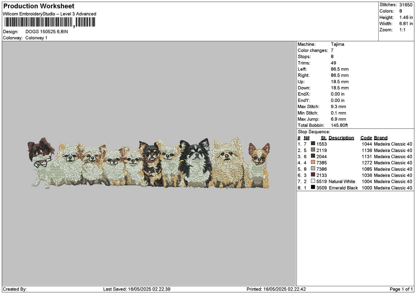 Dogs 1505 Embroidery File 6 sizes