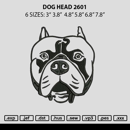 Dog Head 2601 Embroidery File 6 sizes