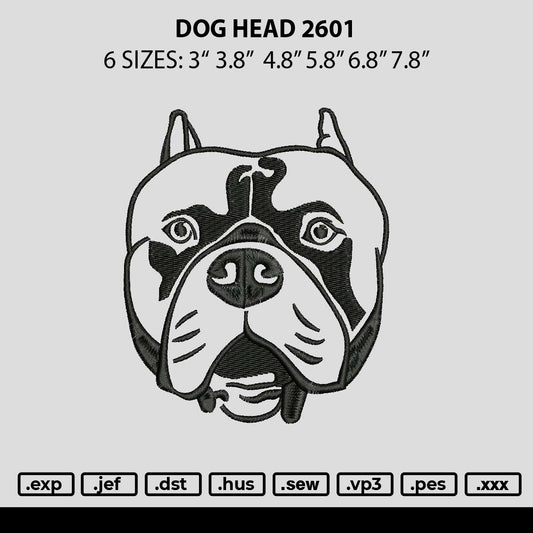 Dog Head 2601 Embroidery File 6 sizes