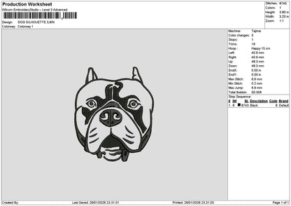 Dog Head 2601 Embroidery File 6 sizes