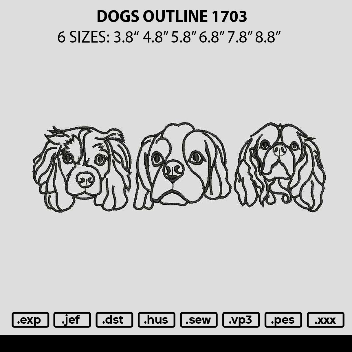Dogs Outline 1703 Embroidery File 6 sizes