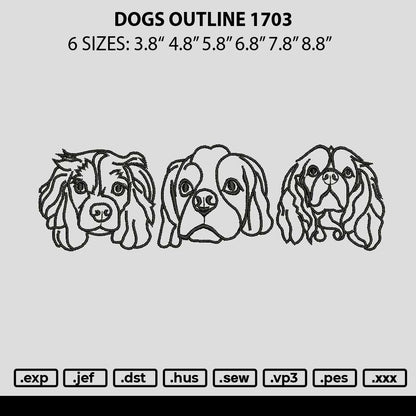 Dogs Outline 1703 Embroidery File 6 sizes