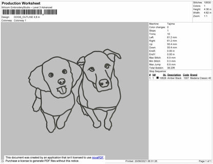 Dogs Outline Embroidery File 4 size