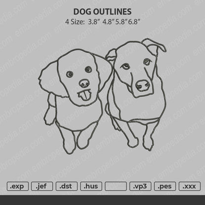 Dogs Outline Embroidery File 4 size