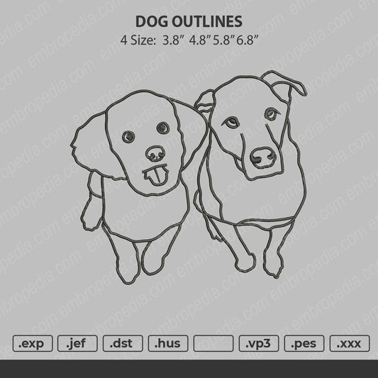 Dogs Outline Embroidery File 4 size