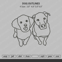 Dogs Outline Embroidery File 4 size