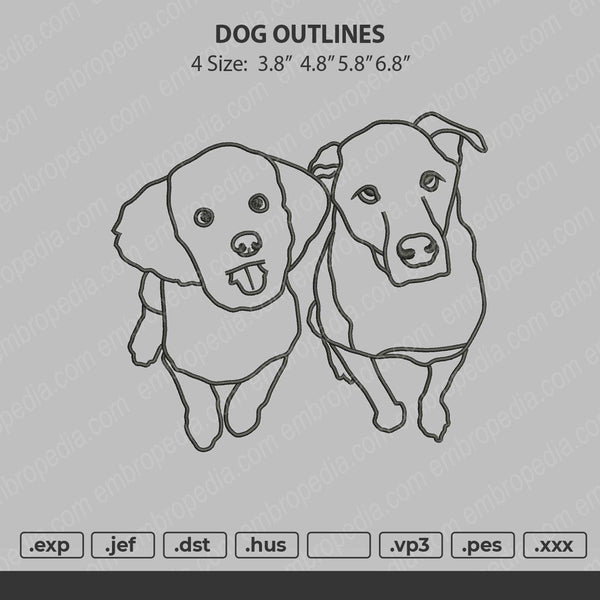 Dogs Outline Embroidery File 4 size