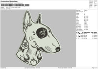 Dog Tattooed Bull Embroidery File 4 size