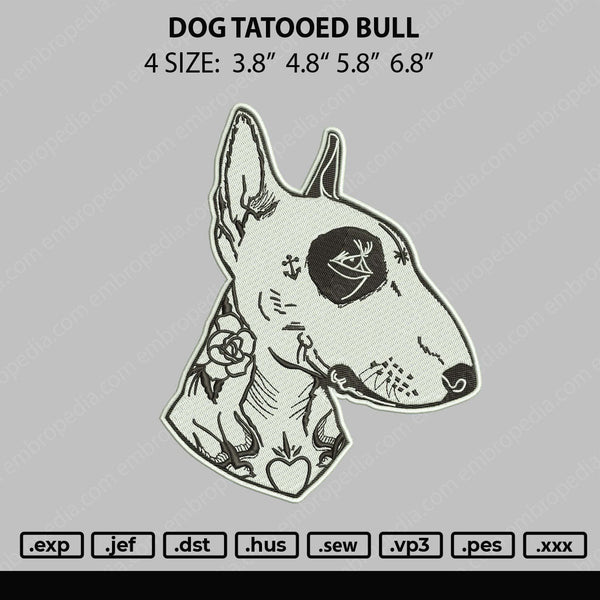 Dog Tattooed Bull Embroidery File 4 size