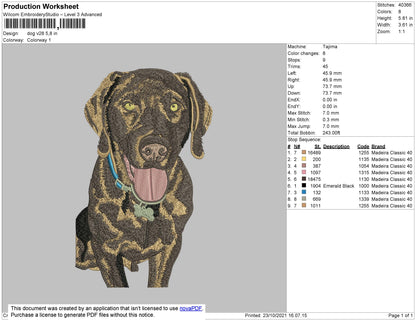 Dog V28 Embroidery File 4 size