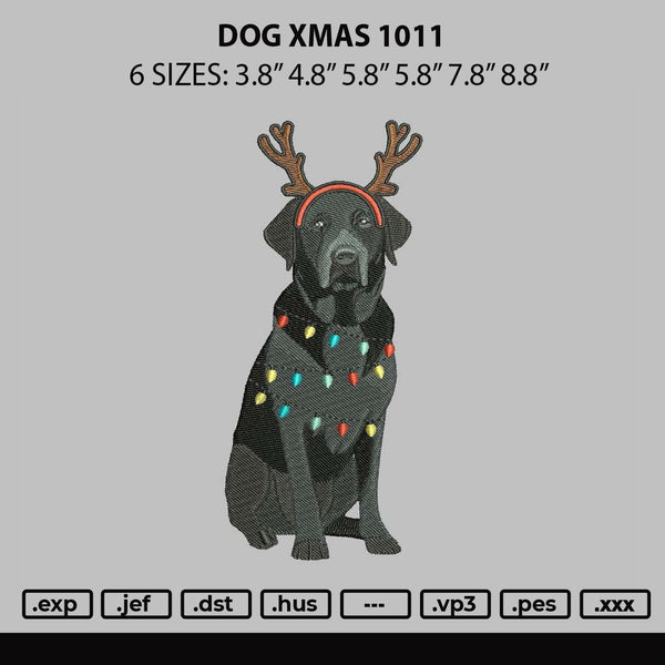 Dog Xmas 1011 Embroidery File 6 sizes