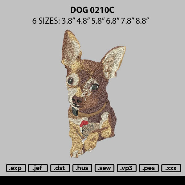Dog 0210c Embroidery File 6 sizes