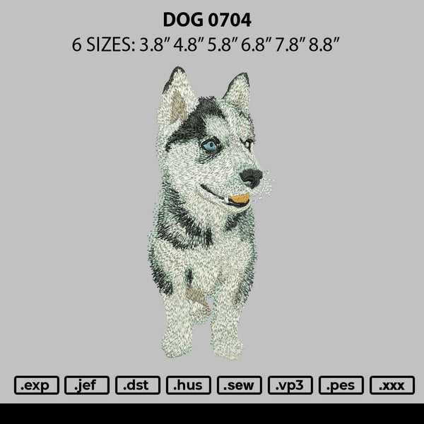 Dog 0704 Embroidery File 6 sizes