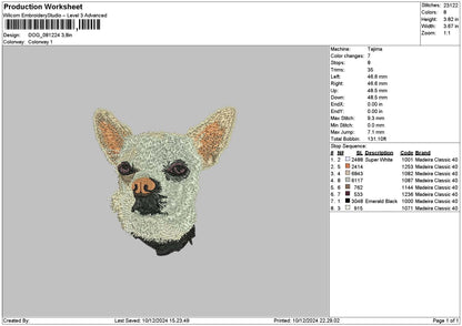 Dog 0812e Embroidery File 6 sizes