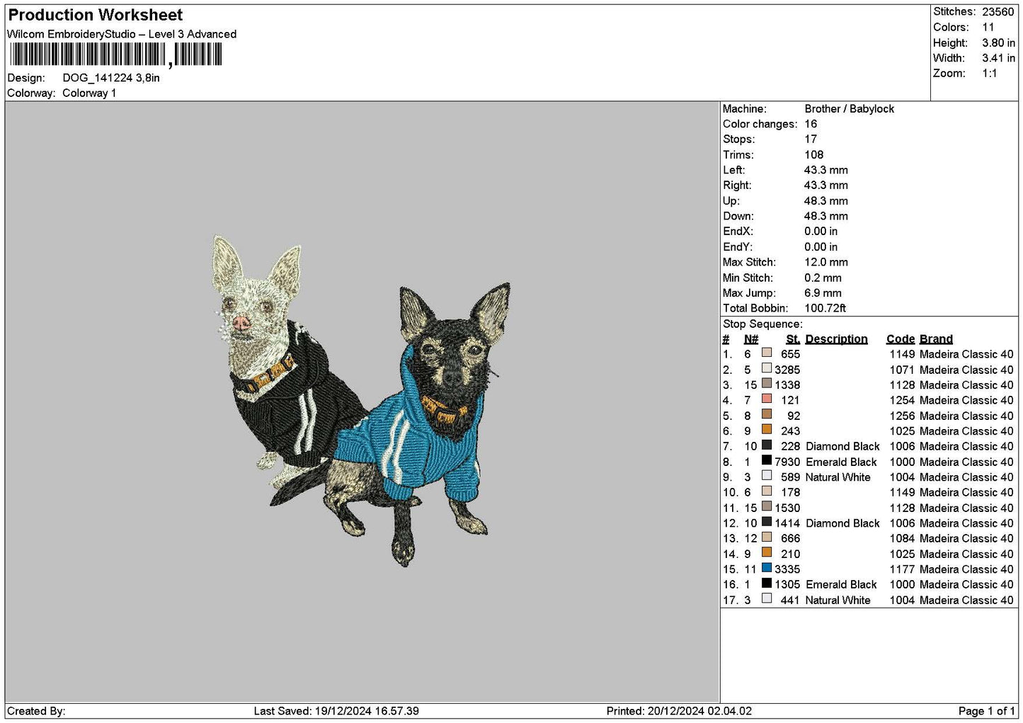 Dog 1412C Embroidery File 6 sizes