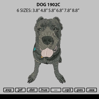 Dog 1902c Embroidery File 6 sizes