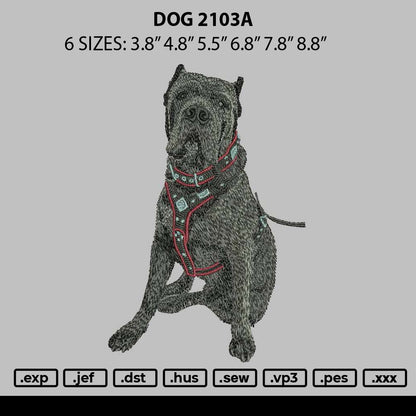 Dog 2103a Embroidery File 6 sizes