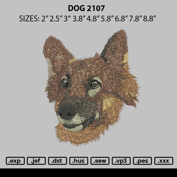 Dog 2107 Embroidery File 6 sizes