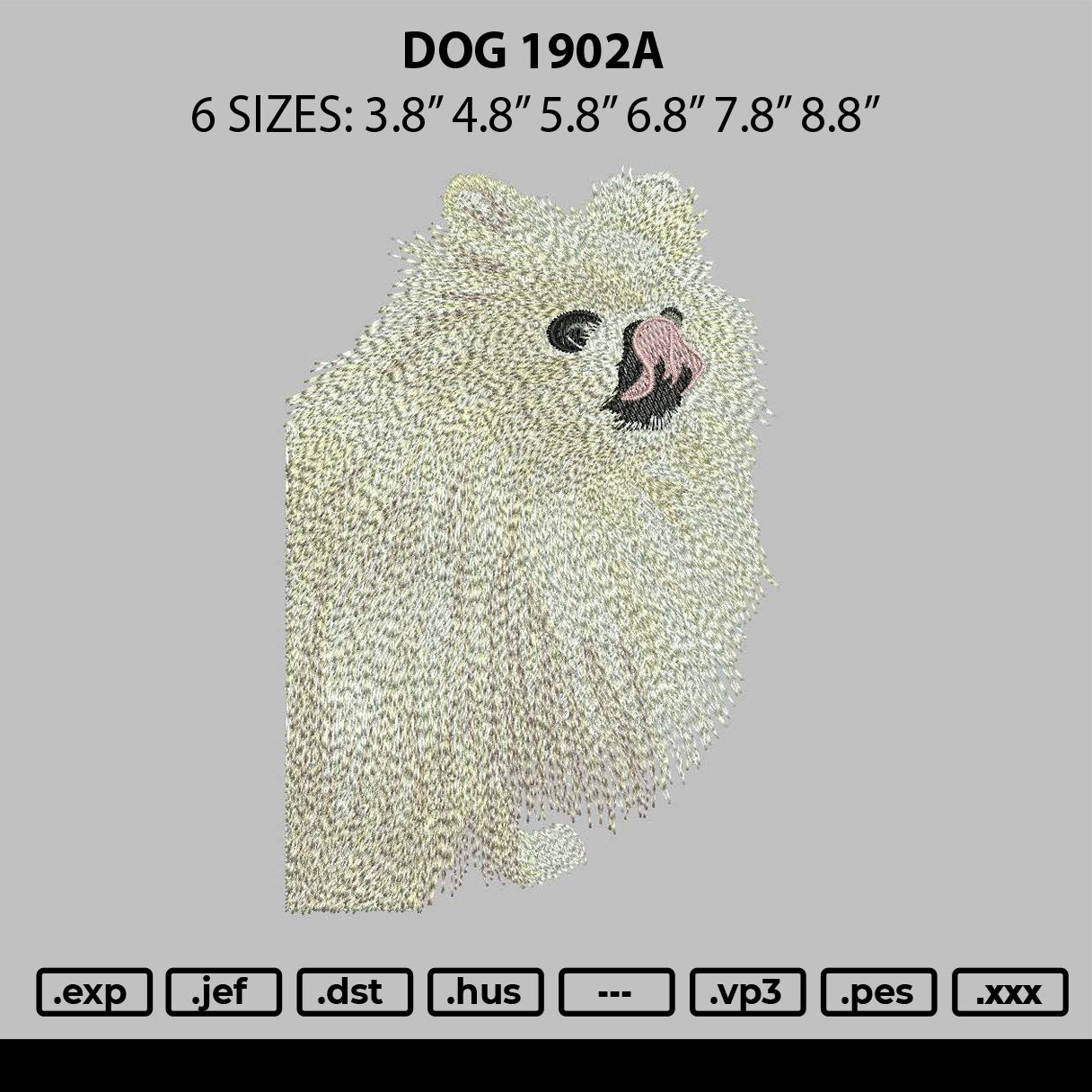 Dog 1902a Embroidery File 6 sizes