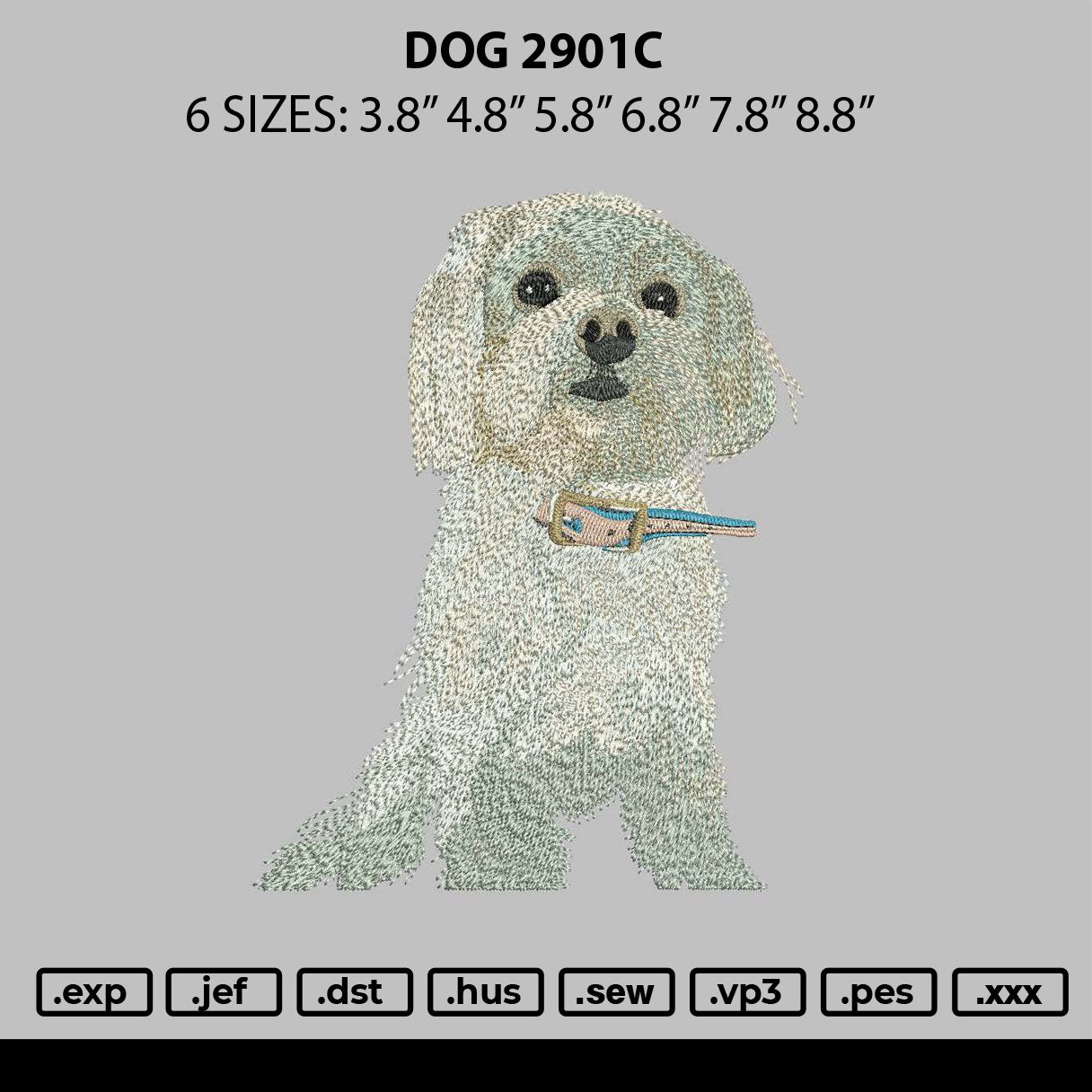 Dog 2901c Embroidery File 6 sizes