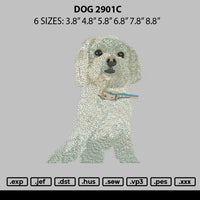 Dog 2901c Embroidery File 6 sizes