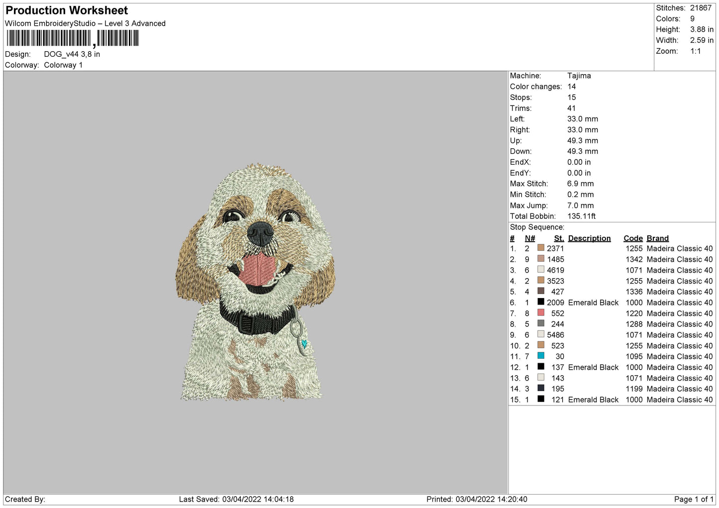 Dog V44 Embroidery File 4 size
