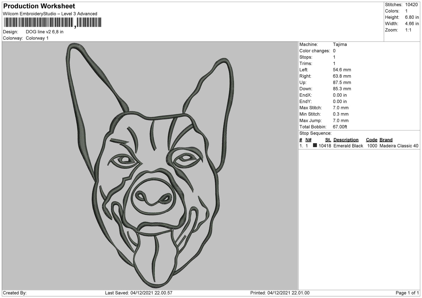 Dog Line V2 Embroidery File 4 size
