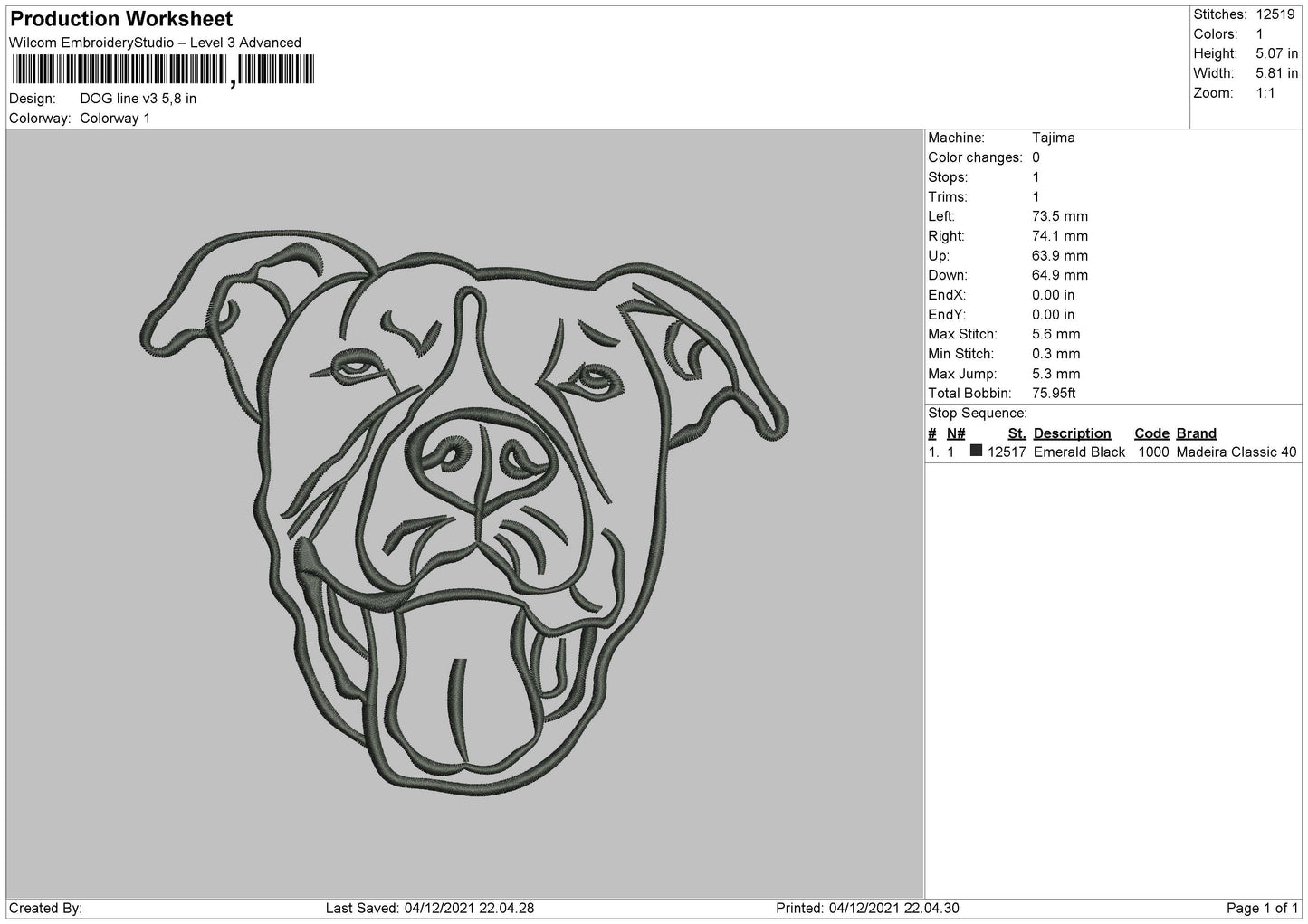 Dog Line V3 Embroidery File 4 size