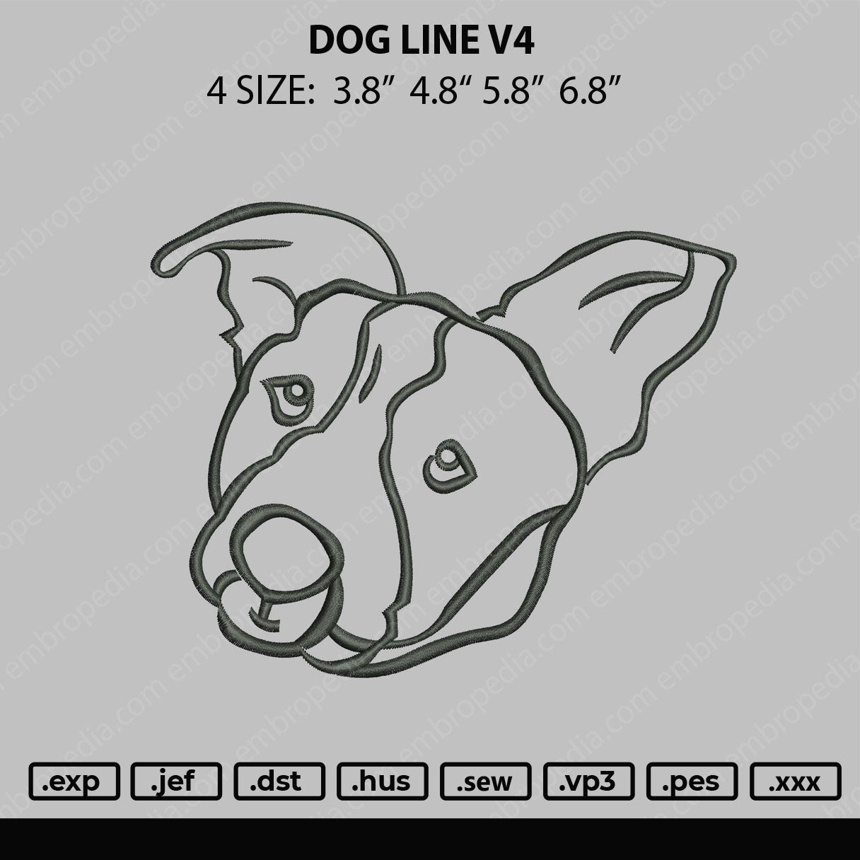 Dog Line V4 Embroidery File 4 size