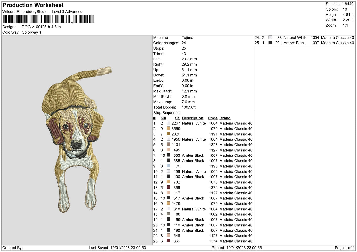 Dog V1023b Embroidery File 6 sizes