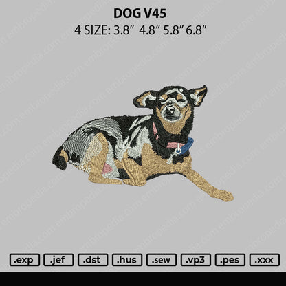 Dog V45 Embroidery File 4 size