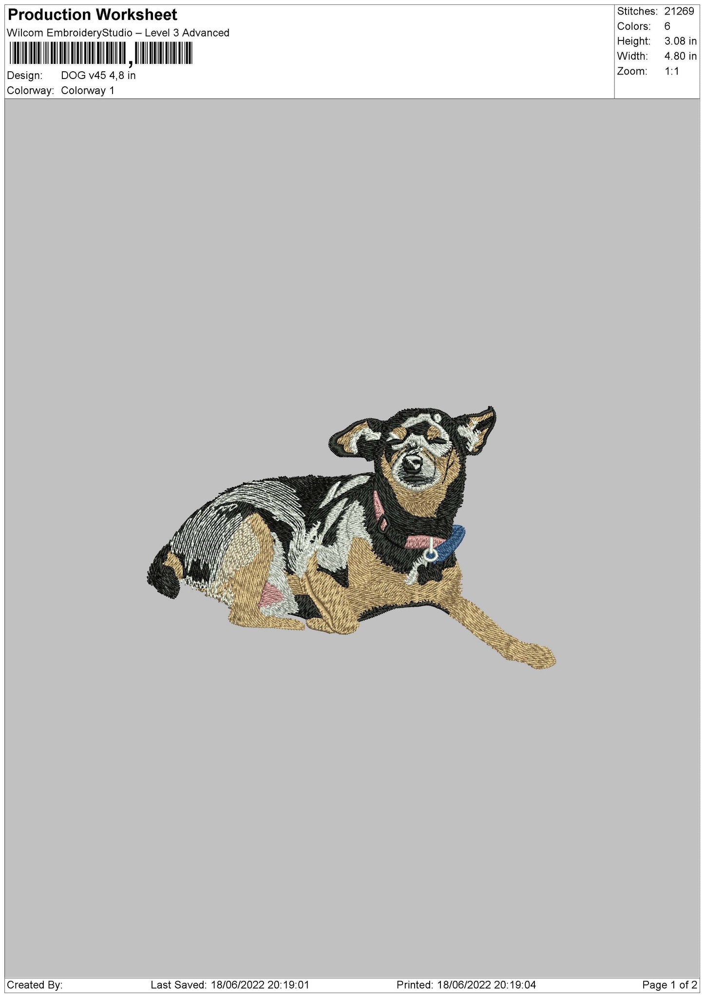 Dog V45 Embroidery File 4 size