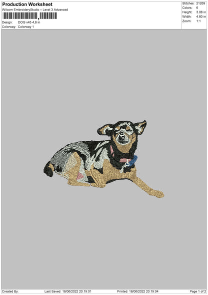 Dog V45 Embroidery File 4 size