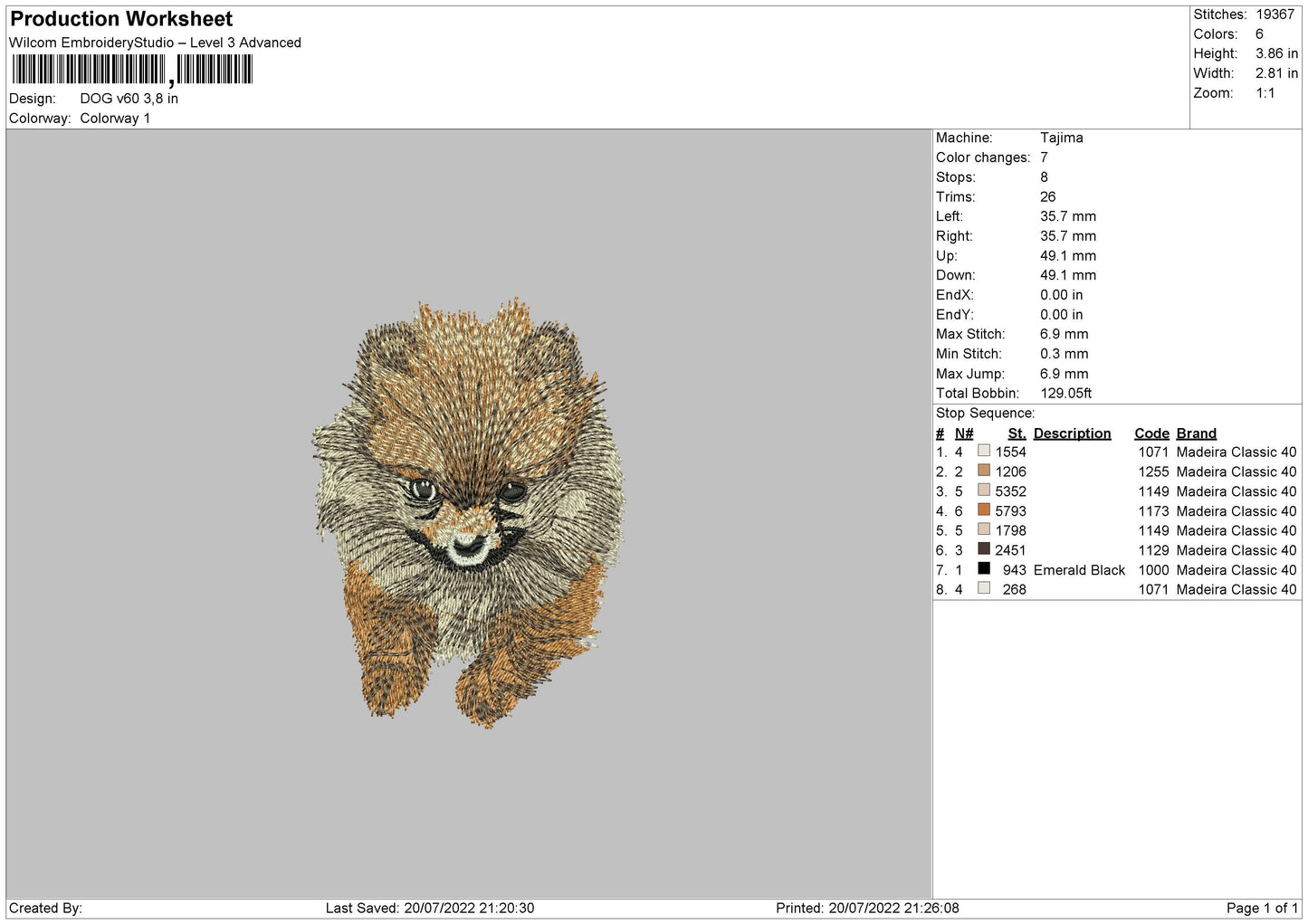 Dog V60 Embroidery File 4 sizes