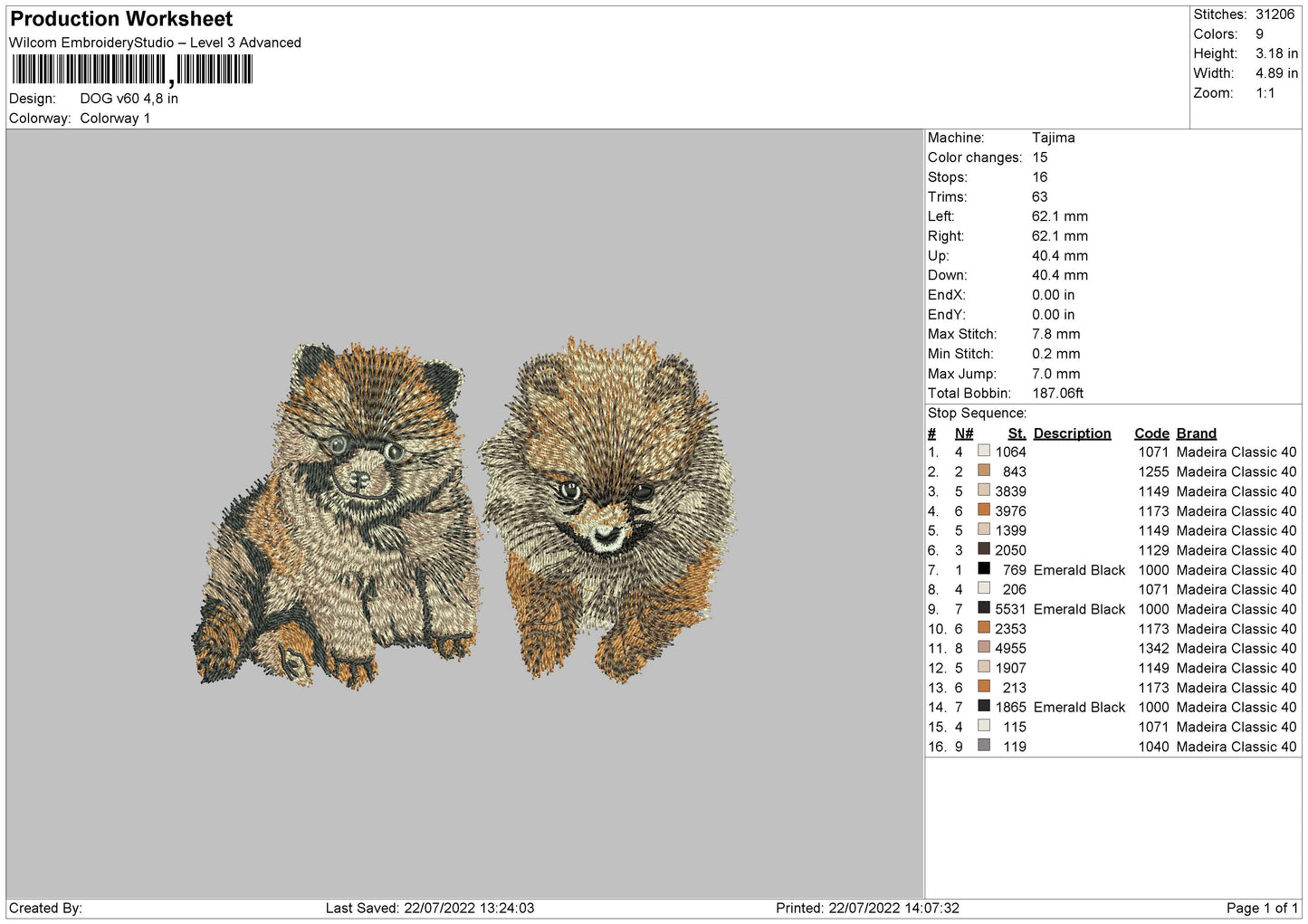 Dog V60 Embroidery File 4 sizes