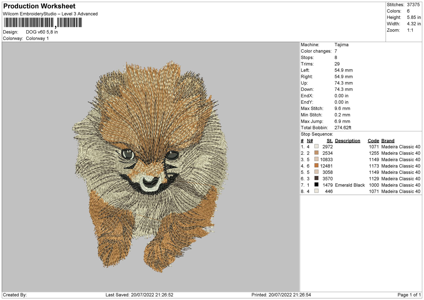Dog V60 Embroidery File 4 sizes