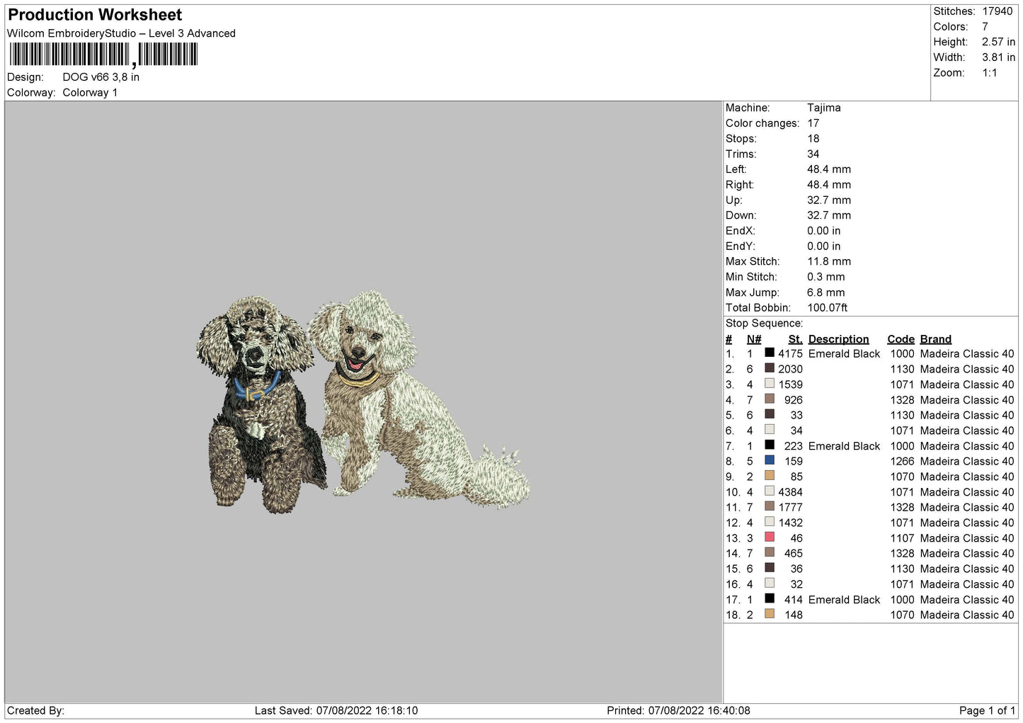 Dog V66 Embroidery File 4 sizes