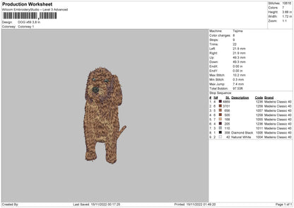 Dog V69 Embroidery File 6 sizes