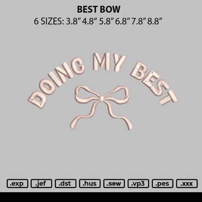 Best Bow Embroidery File 6 sizes