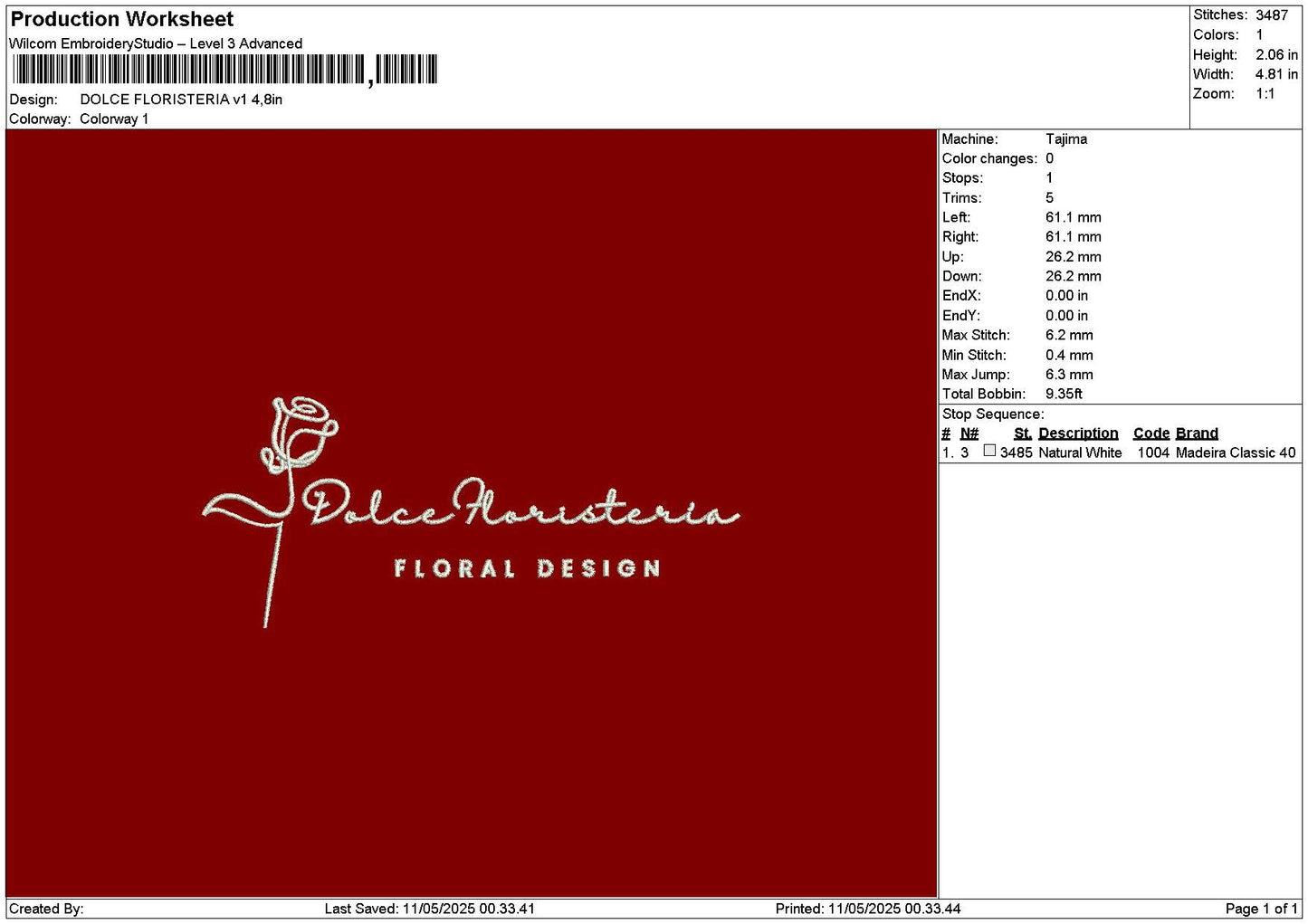 Dolcetext 1105 Embroidery File 6 sizes