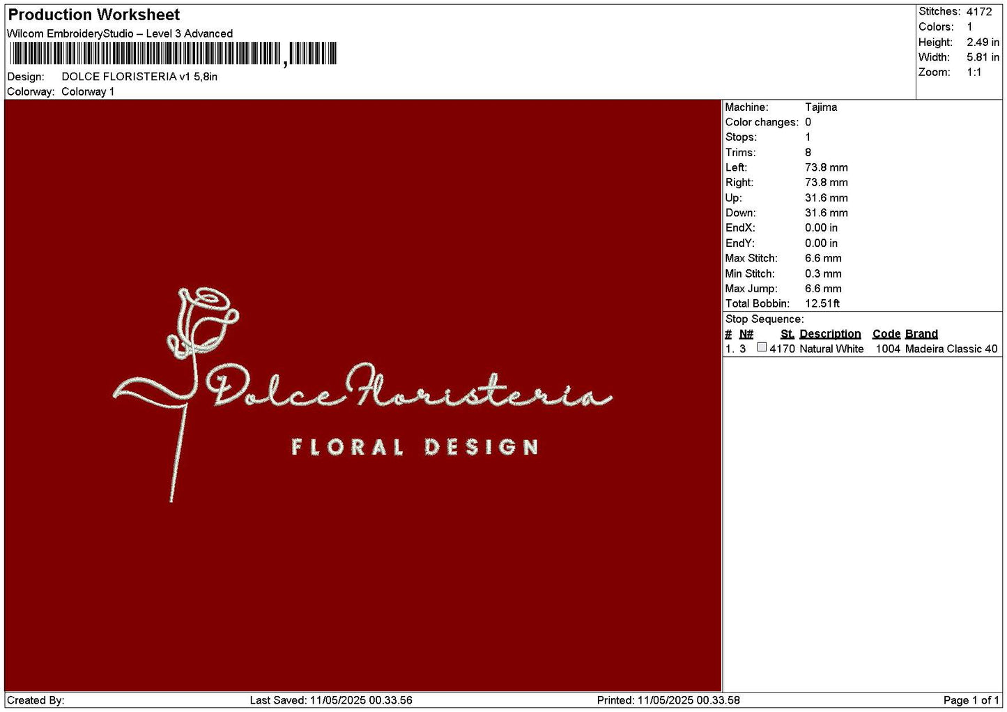 Dolcetext 1105 Embroidery File 6 sizes