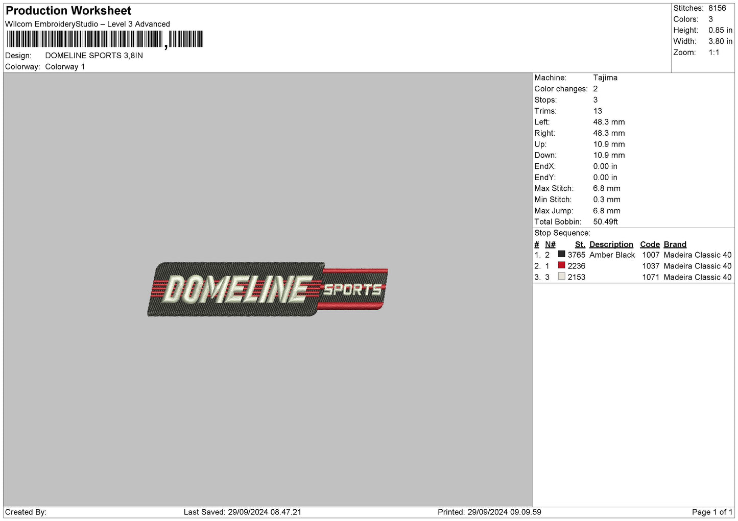 Domelinetext Embroidery File 6 sizes