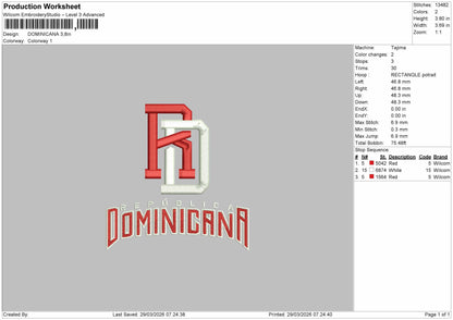 DOMINACANA Embroidery File 8 sizes