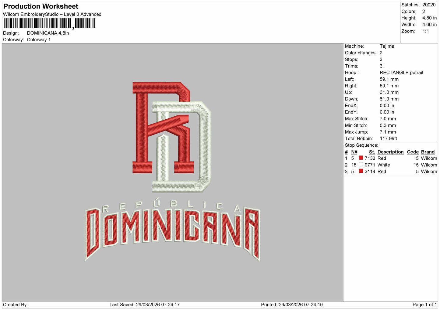 DOMINACANA Embroidery File 8 sizes