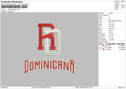 DOMINACANA Embroidery File 8 sizes
